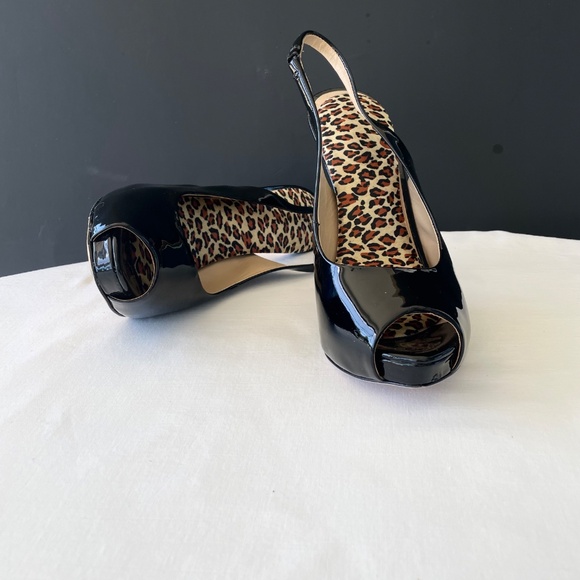Marciano Black Patent Prep Toe Pump Slingback Heels Women’s Size 8M/38 EXC - Picture 2 of 16